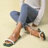 Spring and summer new flat-bottomed slippers women's fashion transparent one-word with square head rhinestone cool slippers