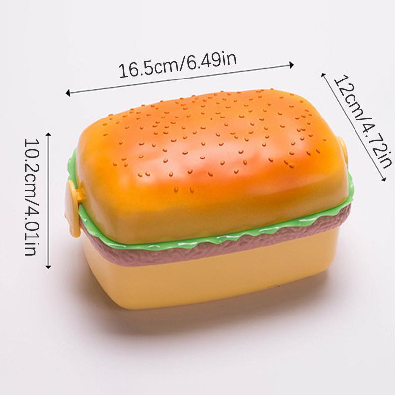 Hamburger Shape Lunch Box Double Layer Cute Burger Bento Box Food Container Set