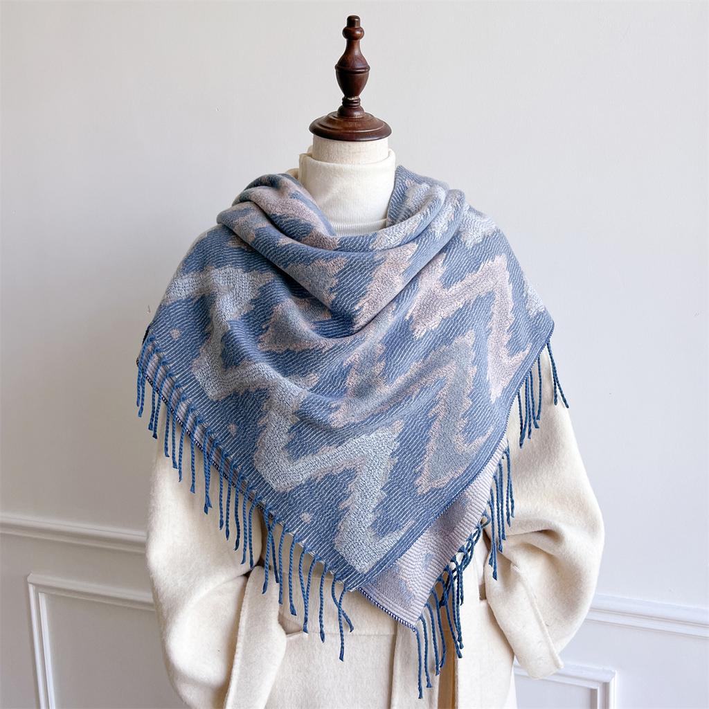 [T818] 96*96cm Square Women Jacquard Scarf Thick Imitation Cashmere Tassel Shawl Winter Warm Neck Hijab Wrap Pashmina Blanket