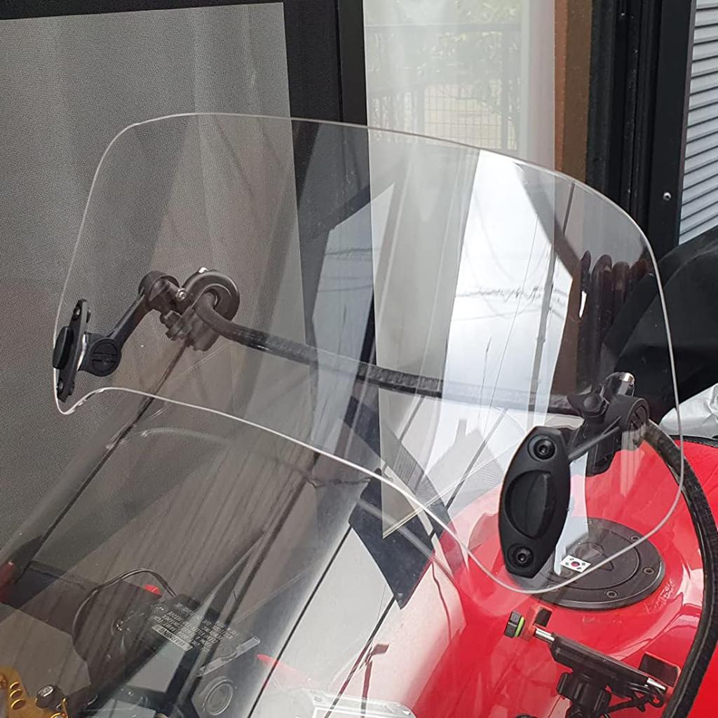 ZCJSZP Universal 130mm*360mm Windshield Adjustable Clip Motorcycle Extension Windshield Adjustable Clip-on Screen Windshield Windscreen Glass Spoiler