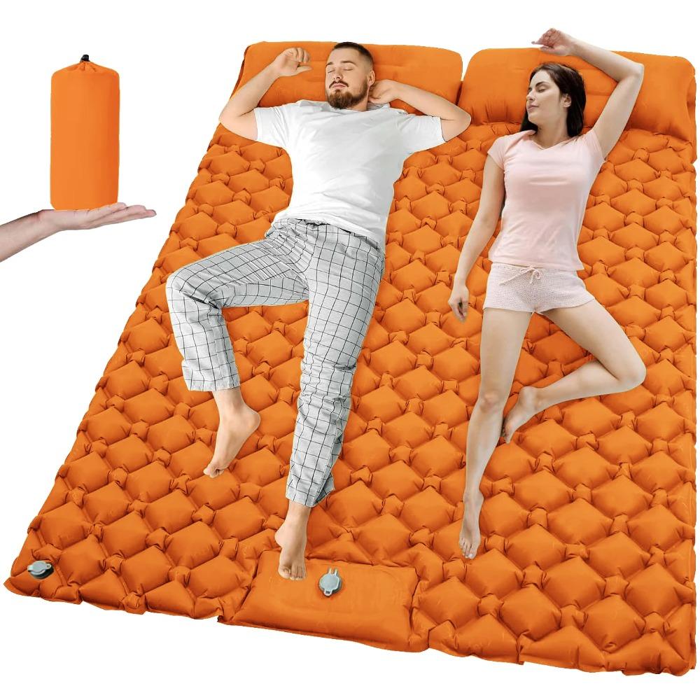Outdoor Camping Double Inflatable Mattress Extra Wide Sleeping Pad Ultralight Folding Bed Sleeping Mat Car Travel Mat