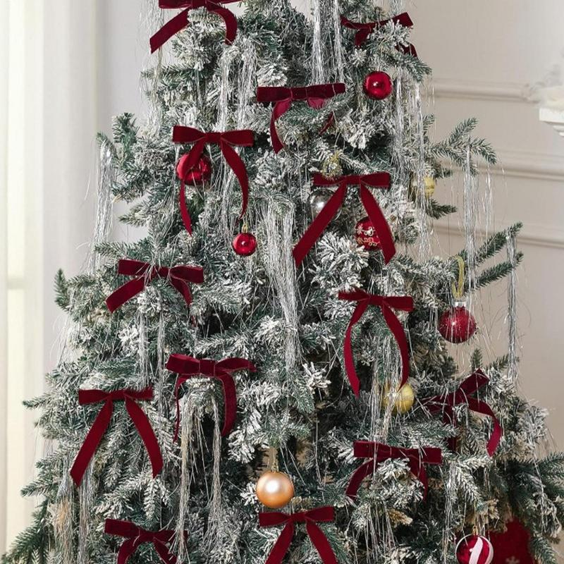 12pcs Red Christmas Bows decoration Velvet Bows Ribbon Home Christmas Tree Bows Gift Wrapping DIY Crafts Front Door Wreath decor