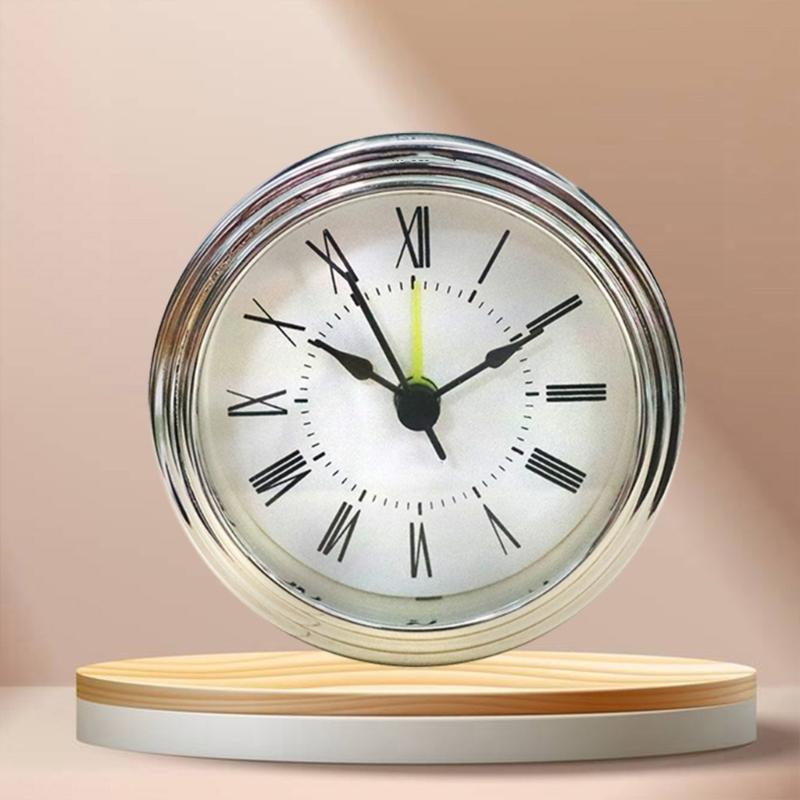 Eleganter 3-Zoll Snooze-Wecker-Einsatz mit arabischen oder römischen Ziffern Zifferblatt Runder Uhreneinsatz für Bastelprojekte