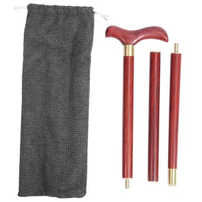 3 Sections Wooden Walking Cane Mountain Climbing Hand Walking Stick for Elderly