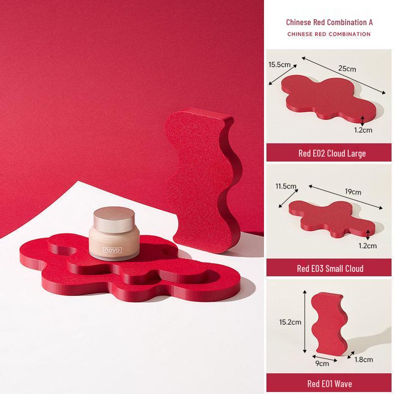 Chinese Red Geometric Photography Props: New Year Theme Still Life Display Stand