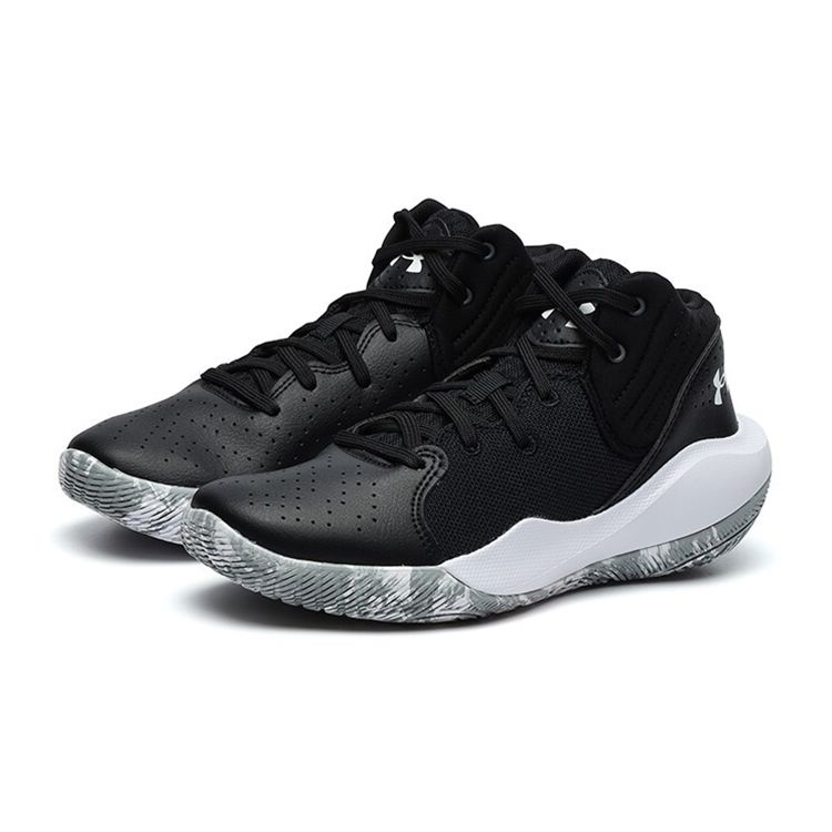 Under Armour Jet 21 Non-Slip Durable Mid-Top Kids Basketball Shoes Kids sneaker Black 3025349-001