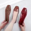 Korean-Style Square Toe Low-Cut Transparent Slip-On Women's Sandals