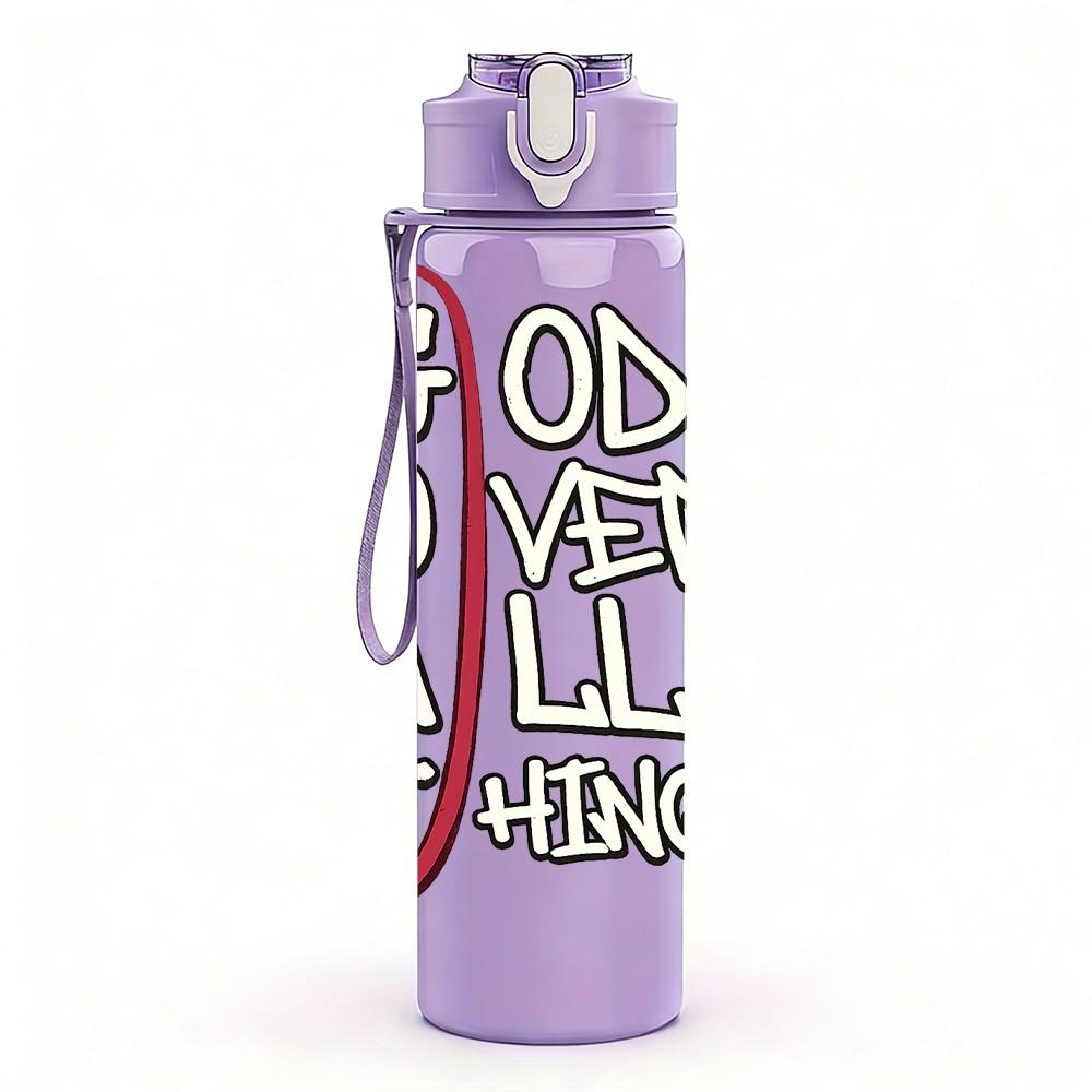 1PC God So Yall Vintage Text Badge Print 750ml Color Plastic Sports Water Bottle Leakproof Flip Straw Lid Suitable for Sports Office Home Use
