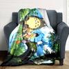 Neighbor Totoro Adventure Flannel Blanket Super Soft Warm Cozy Blanket For Sofa Bed Office Travel Allseason Home Decor Gift