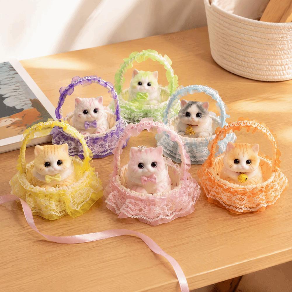 with Flower Basket Cat Squeeze Toy Simulation Cat Cat Squishy Toy Cat Fidget Toy  Children's Gift