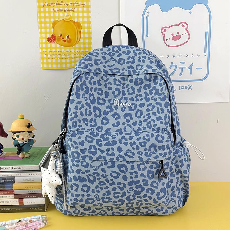 Schulrucksack Koreanischer ins neuer hochwertiger Retro frischer und süßer Leopardenmuster Rucksack Mittelschüler leichter Reiserucksack