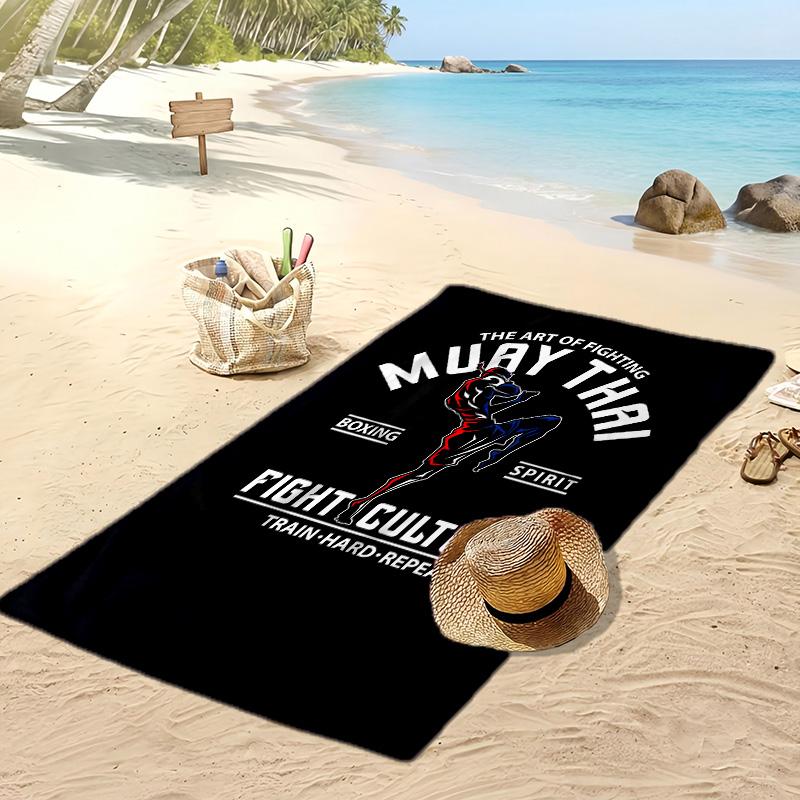 Muay Thai Fitnessstudio Aufdruck Schnelltrocknendes Strandtuch Super Saugfähiges Weiches Leichtes Badetuch für Pool Sommerreisen