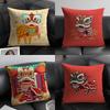 Linen Cushion Covers For Decorative Sofa Home Pillows Case Car Chair Pillows Cases Chinatown Wishes Lion Print Pattern