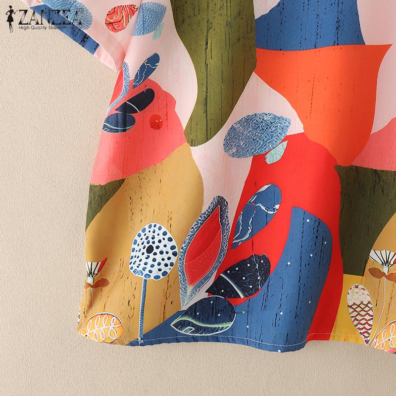 ZANZEA Women Summer Casual Round Neck Printing Short Sleeve T-Shirts