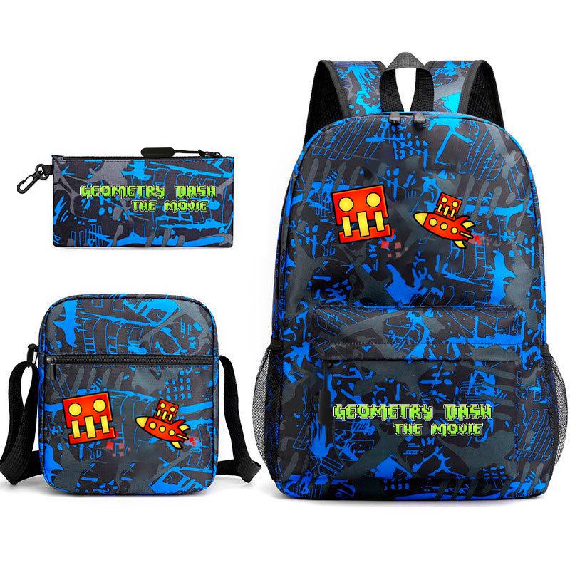 Geometry sprint game backpack geometry dash heat transfer backpack elementary school bag leisure bag
