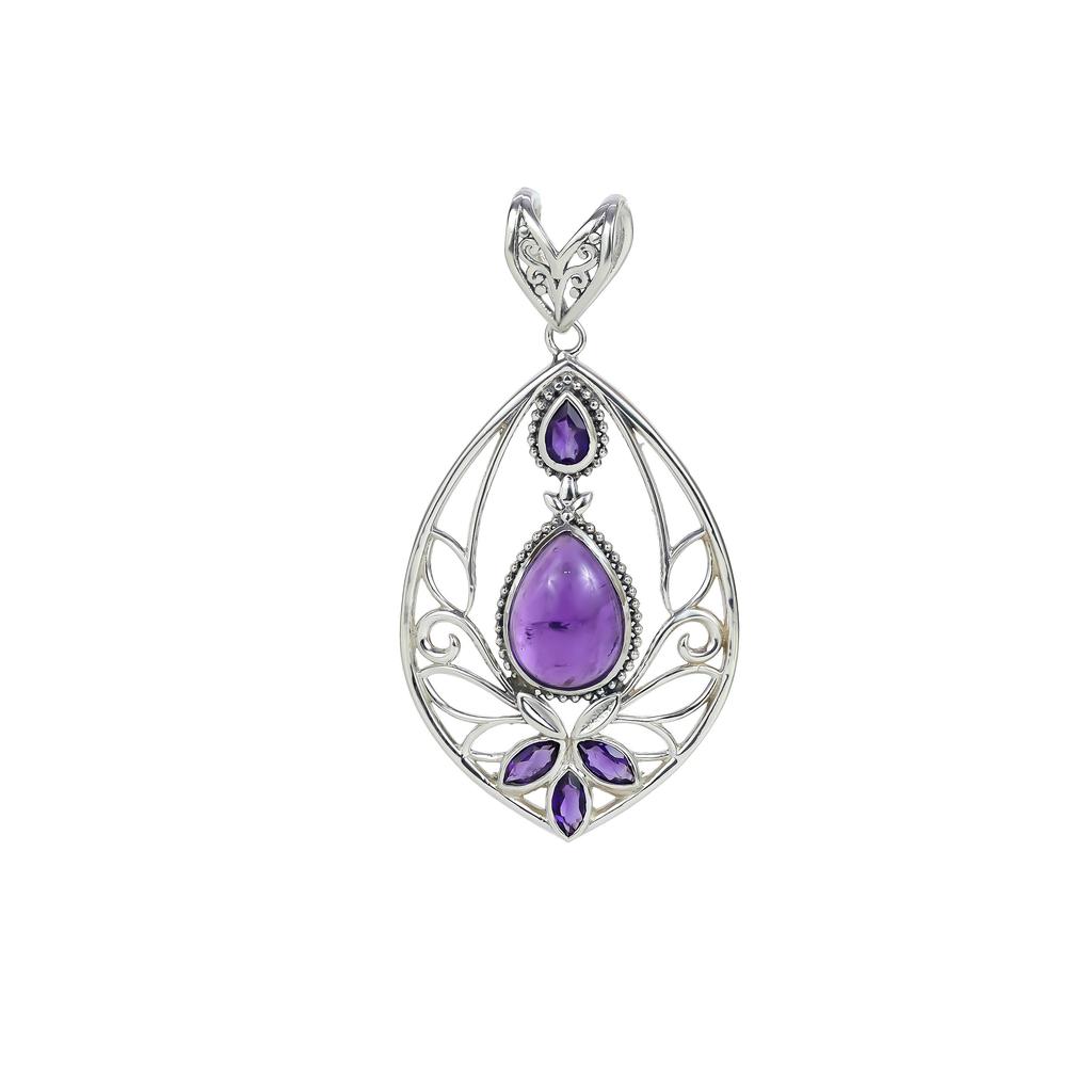 Rare Amethyst 925 Sterling Silver Pendant: Gemstone Jewelry