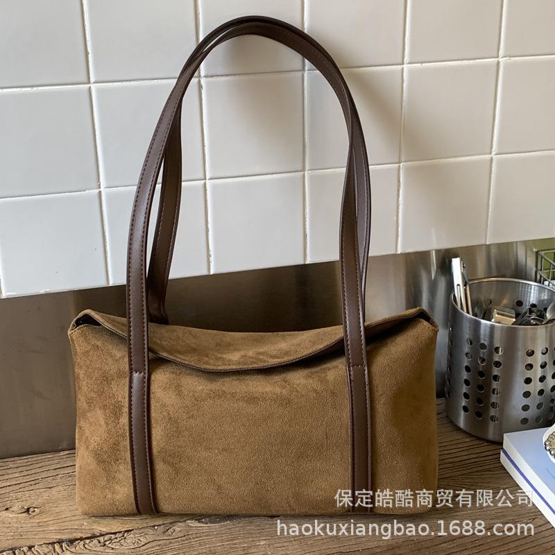 Autumn and winter retro niche suede bag women's 2025 new commuter versatile shoulder underarm bag tote bag