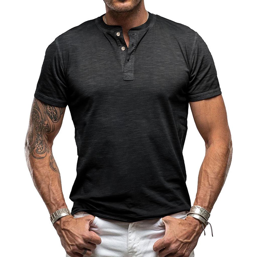 Men's Shirts Short Sleeve Casual Basic  Tee Summer Button Lightweight Stretch T Shirts