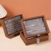Walnut Color Ring Necklace Storage Box Solid Wood Jewelry Display Box Vintage Jewelry Box  Earrings