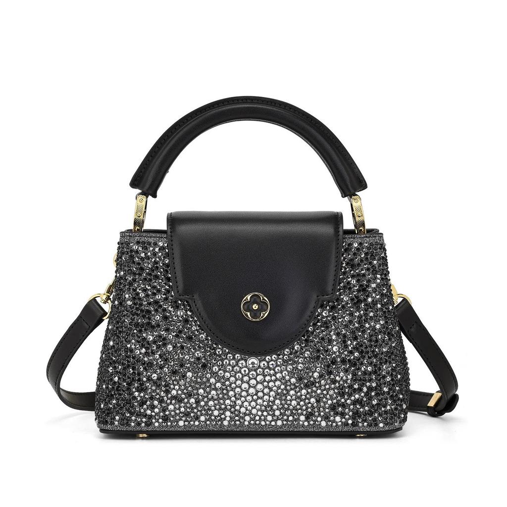 Rose Red Rhinestone Women's Evening Shoulder Bag - 2023 European & American Fashion