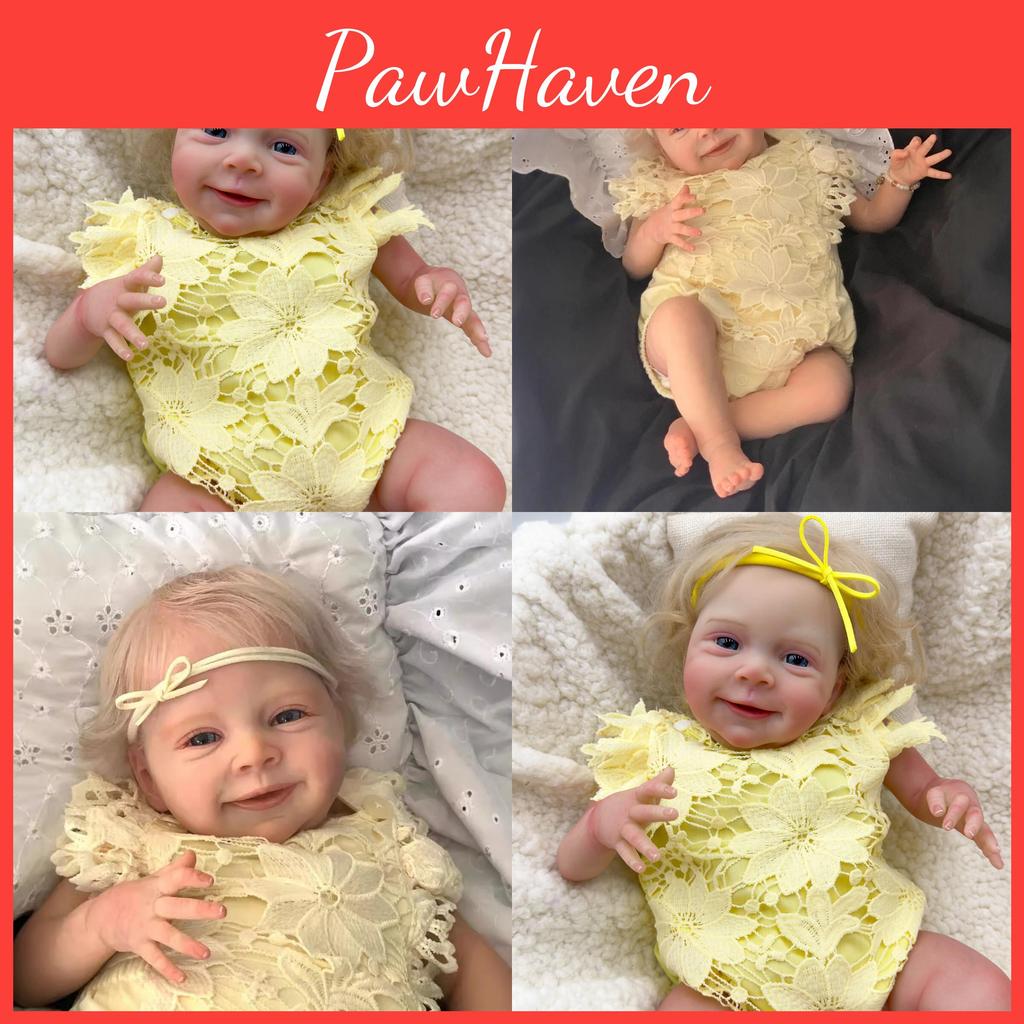 Złote Włosy Symulacja Zabawka Lalka Reborn Z Żółtym Ażurowym Ubraniem Design Dla Dzieci Prezent Świąteczny