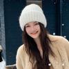 Autumn and winter thickened warm ear protection versatile big head circumference knitted cold hat girl