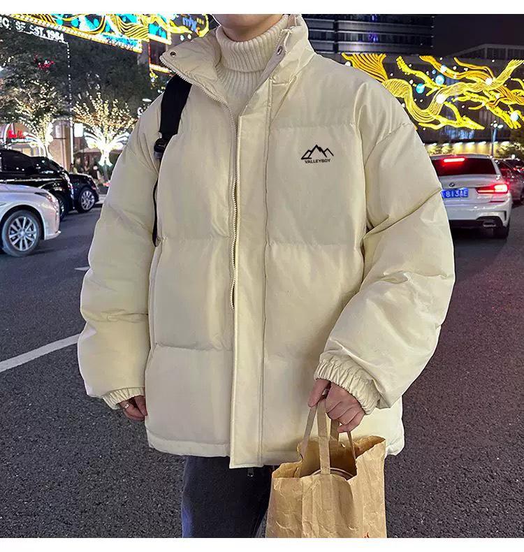 Men's Winter Oversized Cotton Puffer Jacket with Stand Collar - Trendy and Thickened for Couples