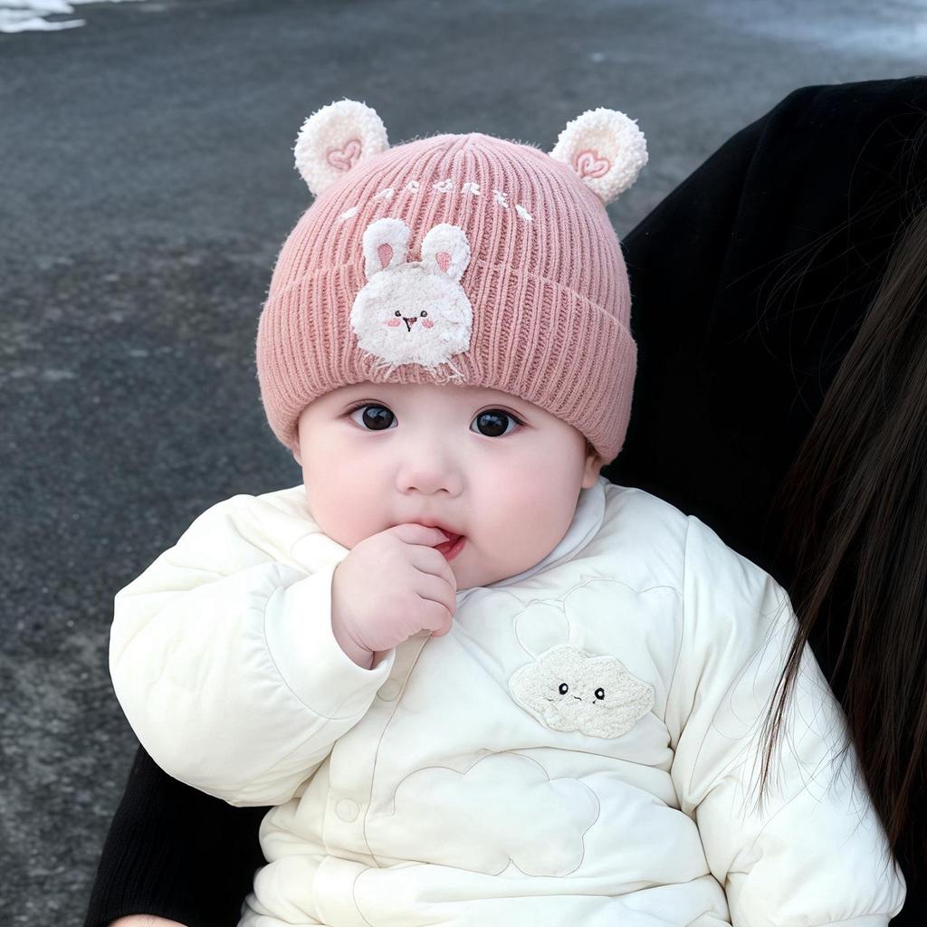 Warm Knit Baby Beanie - Cute, Windproof, Wool Hat for Infant Girls (Autumn & Winter)