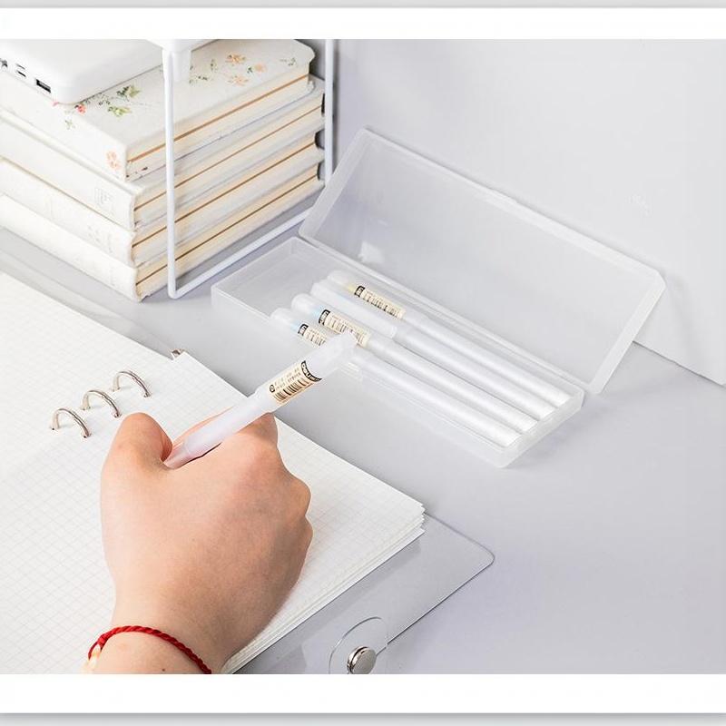 Matte Transparent Pencil Case Frosted Plastic Pen Storage Box For School Office Stationery Organization Supplies