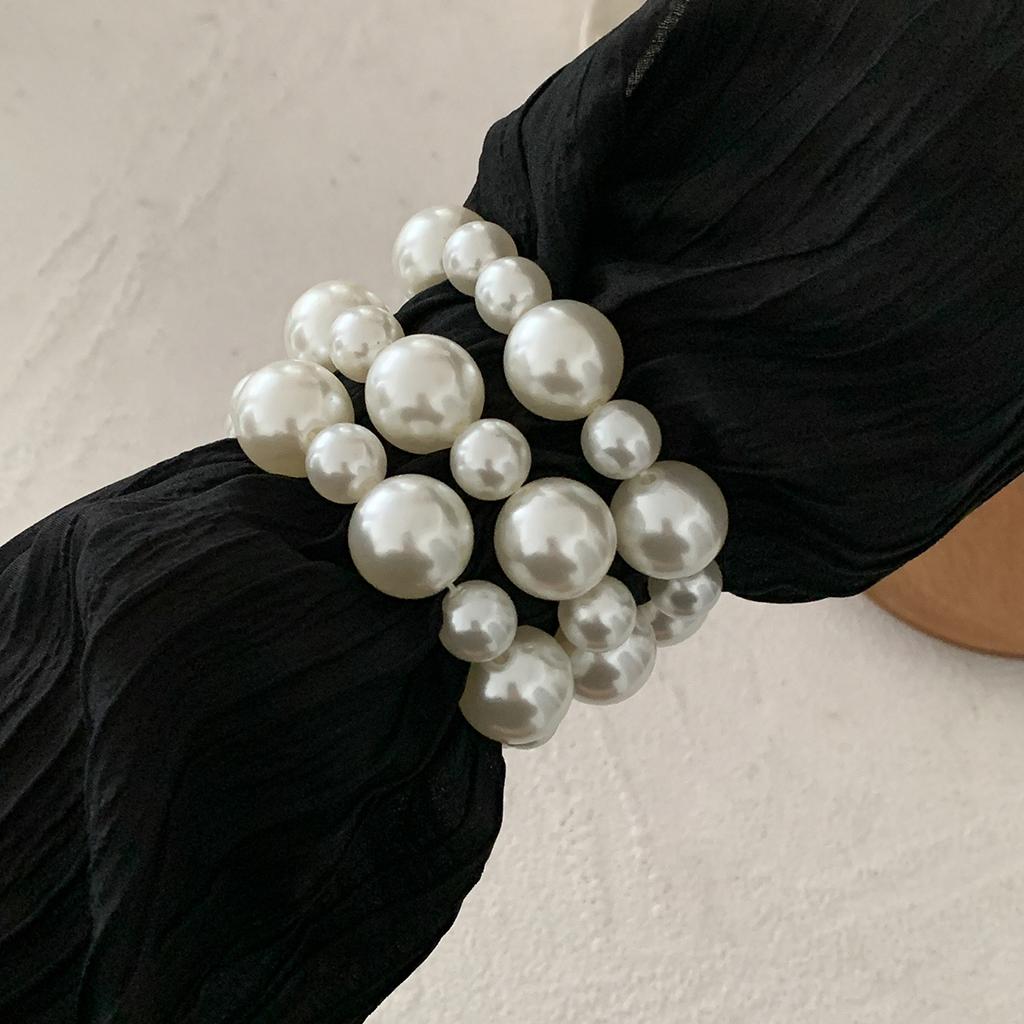 SHIXIN 3Pcs/Set Trendy Gold Color Silver Color Plastics Beads Chain Bracelets for Women Hip Hop Elastic Rope Big Ball Bangles