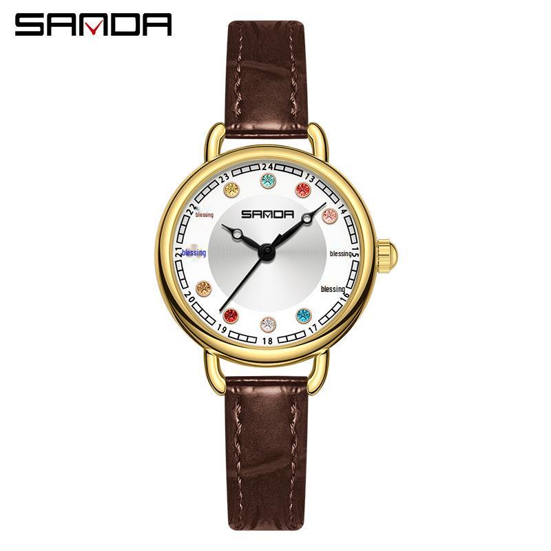 Sanda Women's Diamond-Studded Quartz Watch: Fashionable, Light Luxury, Versatile Steel Band 