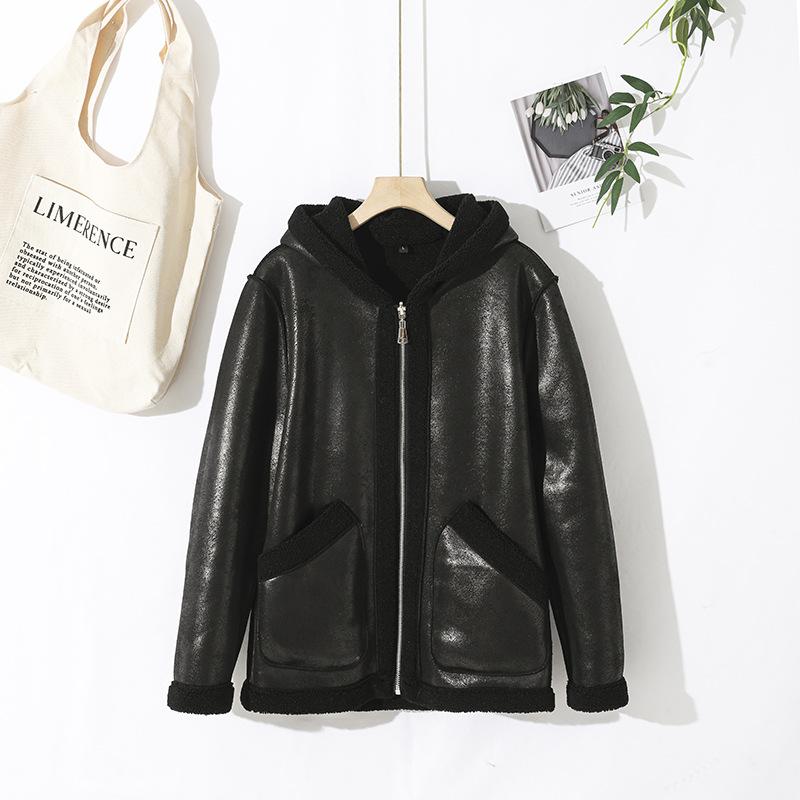 

Двухстороннее новое мужское пальто осень/зима, куртка из овечьей кожи с капюшоном для мужчин 5XL