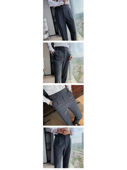 Herren Slim-Fit High-Waist Einfarbig Businesshose