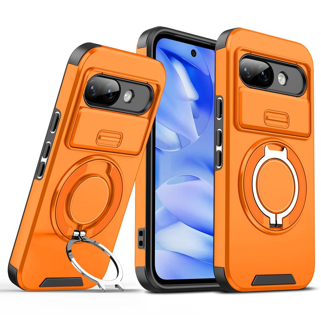 Für Google Pixel 9a Hülle Google Pixel 9 Pro XL Cover Pixel 9 9Pro Magnetischer Ring Armor Slide Kamera Magsafe Kabelloses Laden Abdeckung