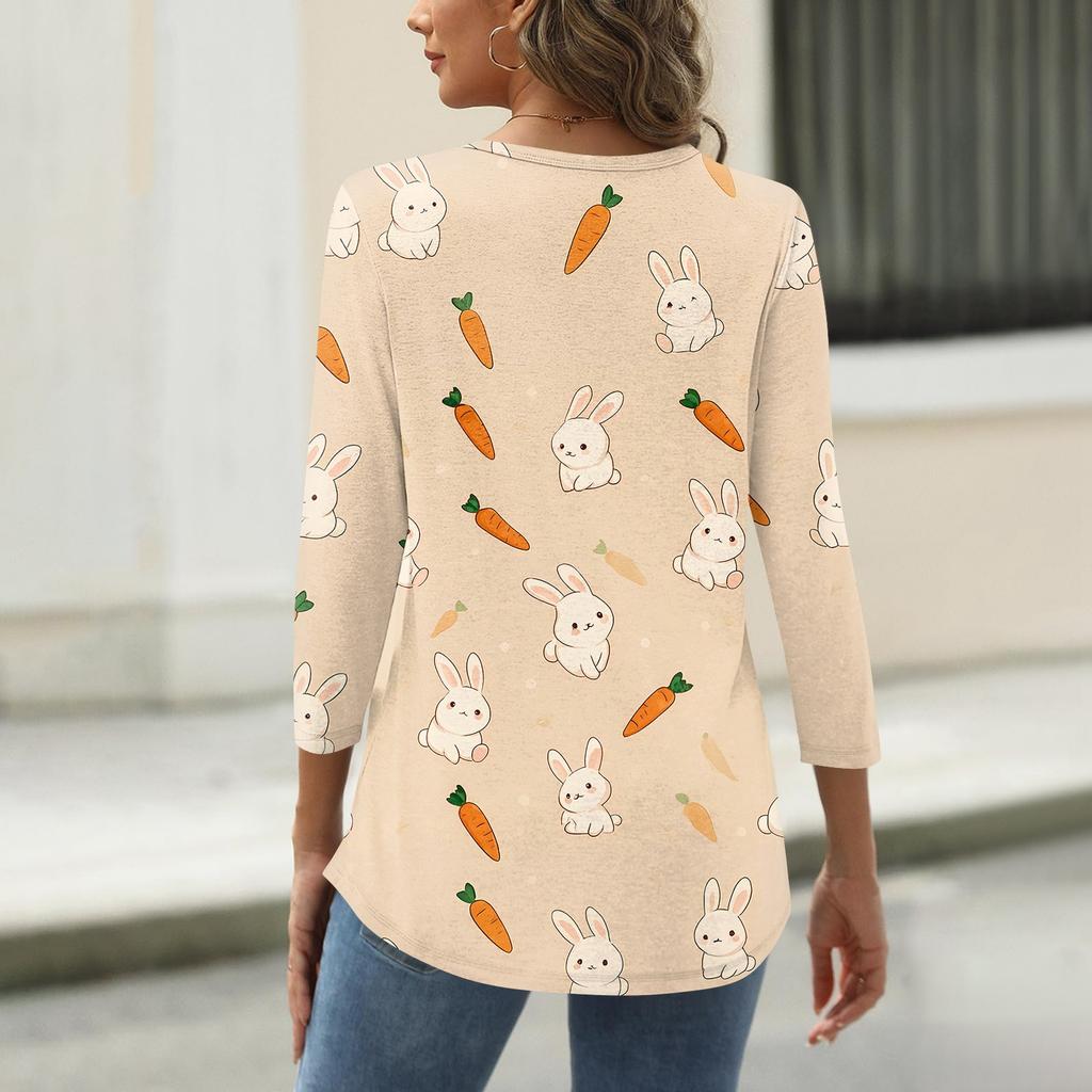 Women's T Shirt Christmas Print 3/4 Sleeve Daily Weekend Fashion Basic Round Neck Regular Top