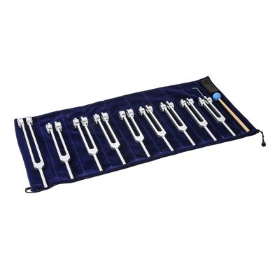 Dreld Chakra Stimmgabel Set Solfeggio Stimmgabel Set Silber 9 Chakra Stimmgabeln 1 Silikon Hammer Klang vibration instrument mit tasche + (68,05 Hz,