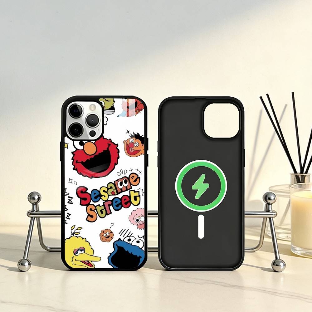 

Sesame S-Street Cookie Elmo Phone Case For iPhone17,16,15,14,13,12,11 Plus,Pro Max Magnetic For Magsafe Wireless Charging iphone16e