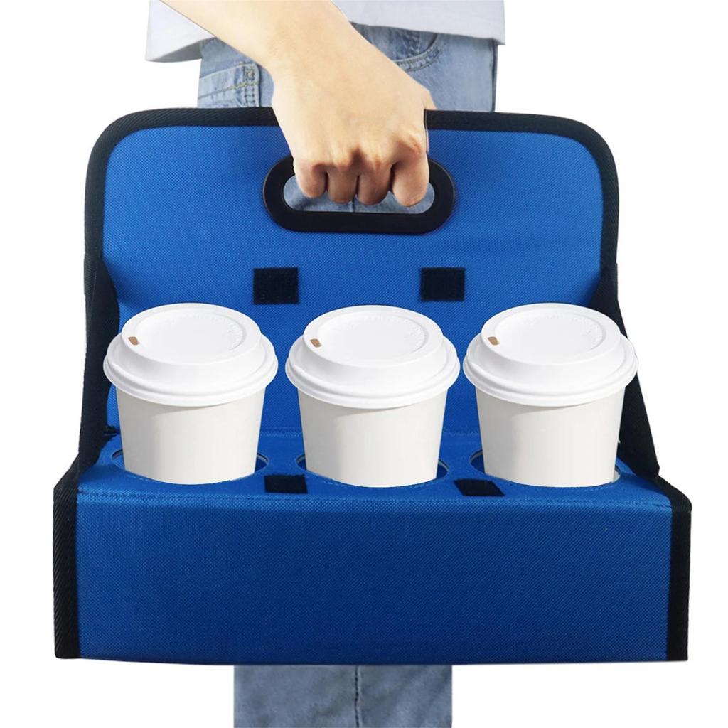 Reusable Drink Carrier for Take Outs Large Hot and Cold Drinks Portable Insulated 6 Coffee Cups Holder Caddy with Sturdy Handle