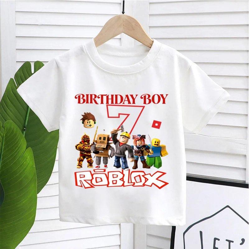 New Roblox Children T Shirts Cartoon Birthday Number Graphic T-shirts Boys Girls Casual Short Sleeves Tops Summer Kids Clothing