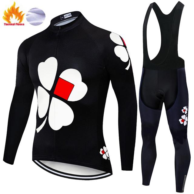 Thermal Smile FDJ Cycling Suit for Men, Winter Jersey, Mountain Bike, 2023