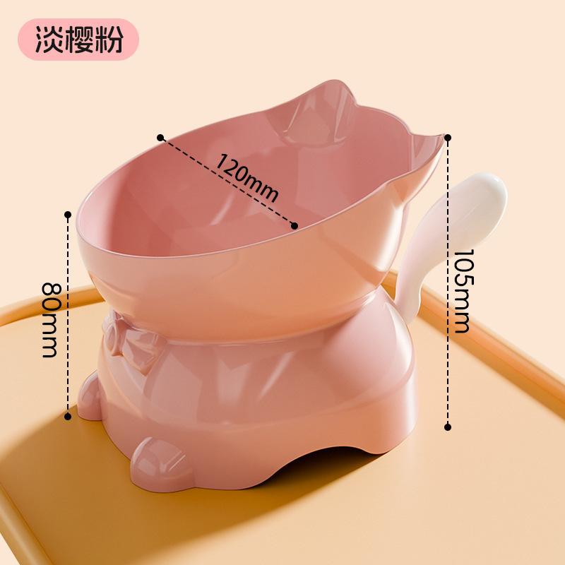 Cat Bowl with Slanted Mouth, Neck Protection Cat Food Bowl, Cat Food and Water Bowl, Anti-Spill Slanted Mouth Cat Bowl, Stainless Steel Cat Bowl
