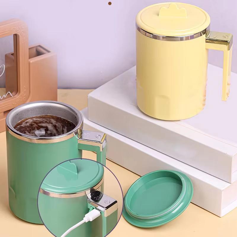 New Portable Electric Magnetic Force Stirring Cup Digital Display Design 1-click Mixing 316 Stainless Steel Small Coffee Cup