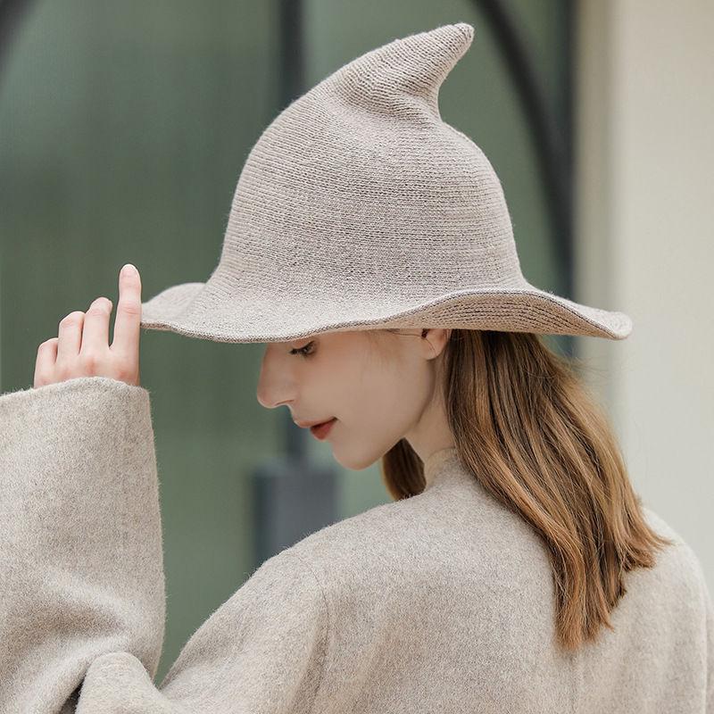 Temperamental Big Brim Witch Hat - Knitted Halloween & Christmas Style for Women