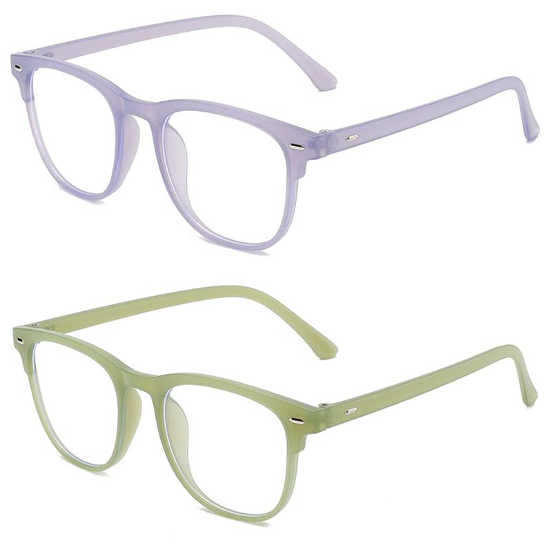 2Pcs Unisex Square Plastic Frame Trendy Anti-Blue Light Clear Glasses For Back To School Clothing Accessories.