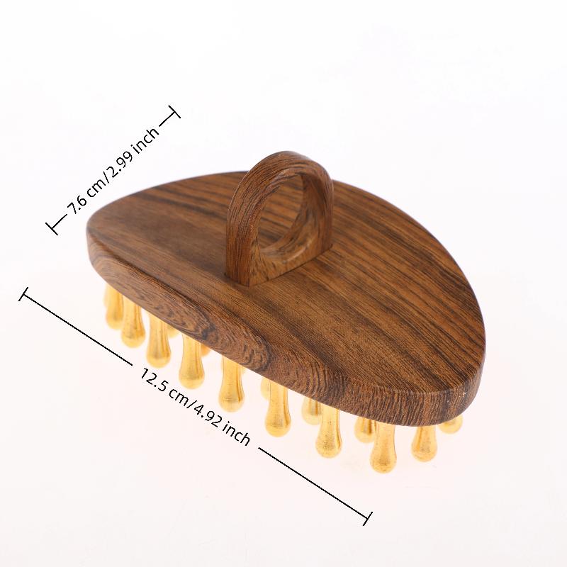 

Wooden Body Massage Brush - Gold Bead Roller Scalp Massager for Relaxation, Body & Head Pressure Relief