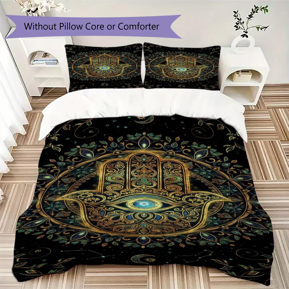 Hand of Fatima Pattern Bedding Uilt Set Uilt Cover Pillowcase Home Decoration Birthday Gift (1 * Duvet Cover + 2 * Pillowcase  Without Core)96