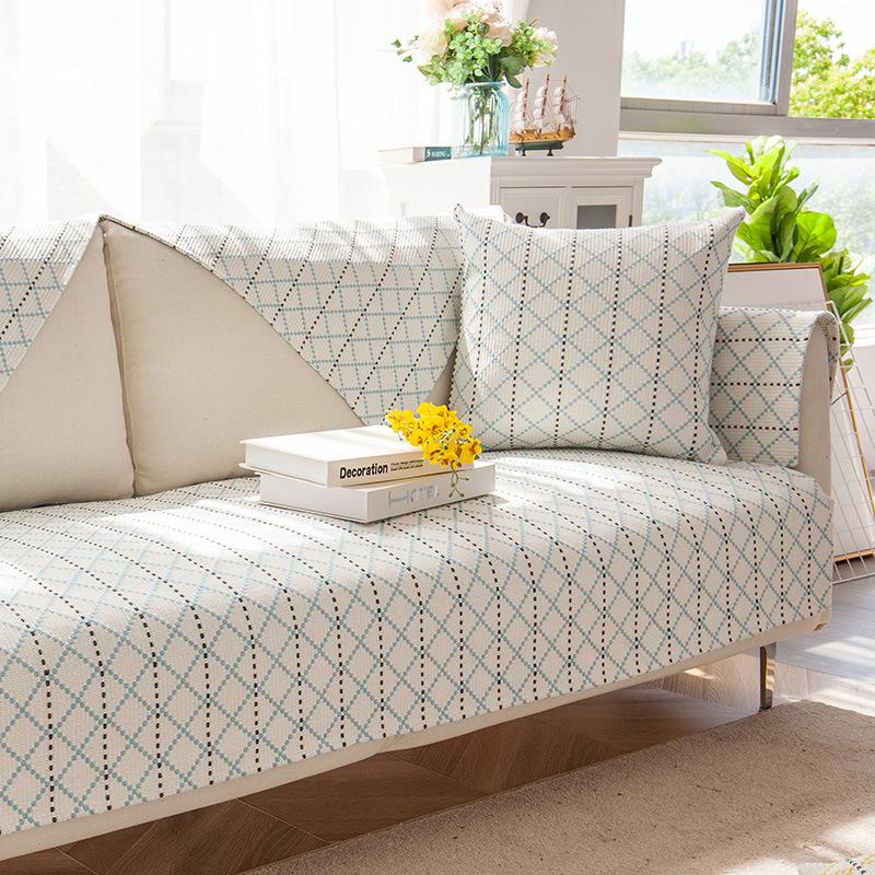 Sofa Cushion Cotton and Linen Minimalist Four-season Universal Non-slip Cushion Lazy Home Four-season Fabric Sofa Cover