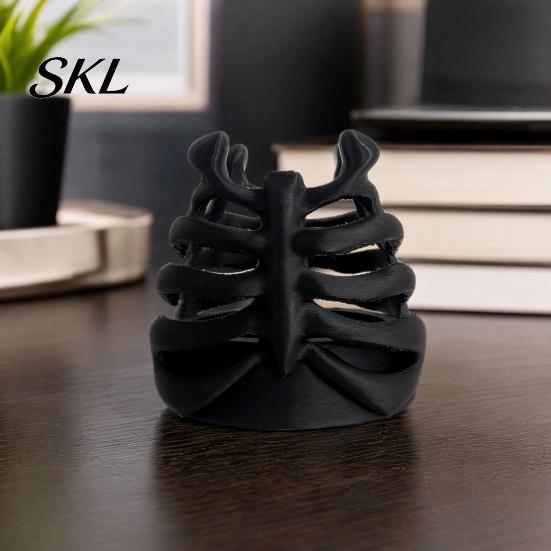 Office Desk Decoration Skeleton Ribcage Bone Pen Holder, 3D Printed Pencil Cup, Large Capacity Organizer Gothic for Pens Pencils Makeup Brushes