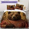 Vintage Bear Pattern Bedding uilt Set uilt Cover Pillowcase Home Decoration Birthday Gift (1 * duvet cover + 2 * pillowcase without core)