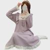 6535 Jacquard Cotton Pajamas - Women's Sweet Long-Sleeve Mid-Length Nightdress, Plus Size (Up To 220 Lbs) for Spring & Autumn